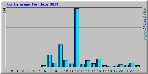 Hourly usage for July 2019